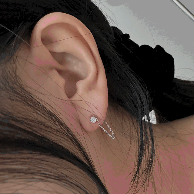 925실버 체인 휩 큐빅 투웨이 은 귀걸이 earring